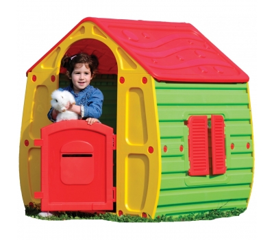 Ogrodowy magiczny domek dla dzieci 102x90x109cm żólto czerwony