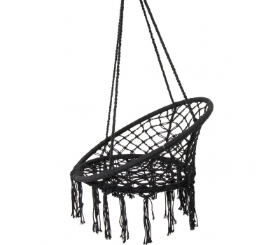 Hamak ażurowy fotel wiszący 80x60cm z poduszką czarny
