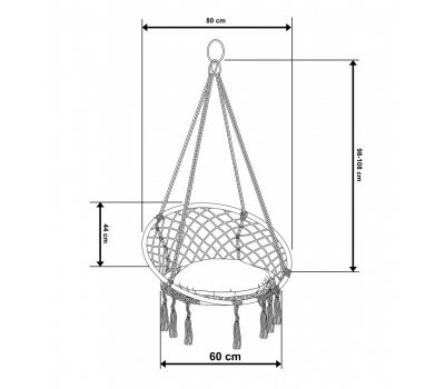 Hamak ażurowy fotel wiszący 80x60cm z poduszką szary