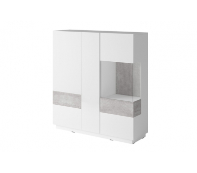 Wysoka komoda 3D1SZ SE46 SILKE biały / biały połysk - colorado beton