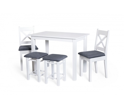 Stół FEDERICO + 2 krzesła M-X + 2 taborety 1
