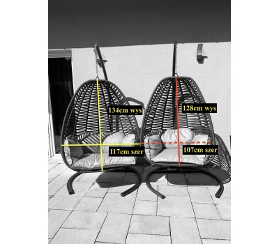 Podwójny fotel wiszący Kokon Bosfor XXL oraz Bosfor XL - jasnoszary